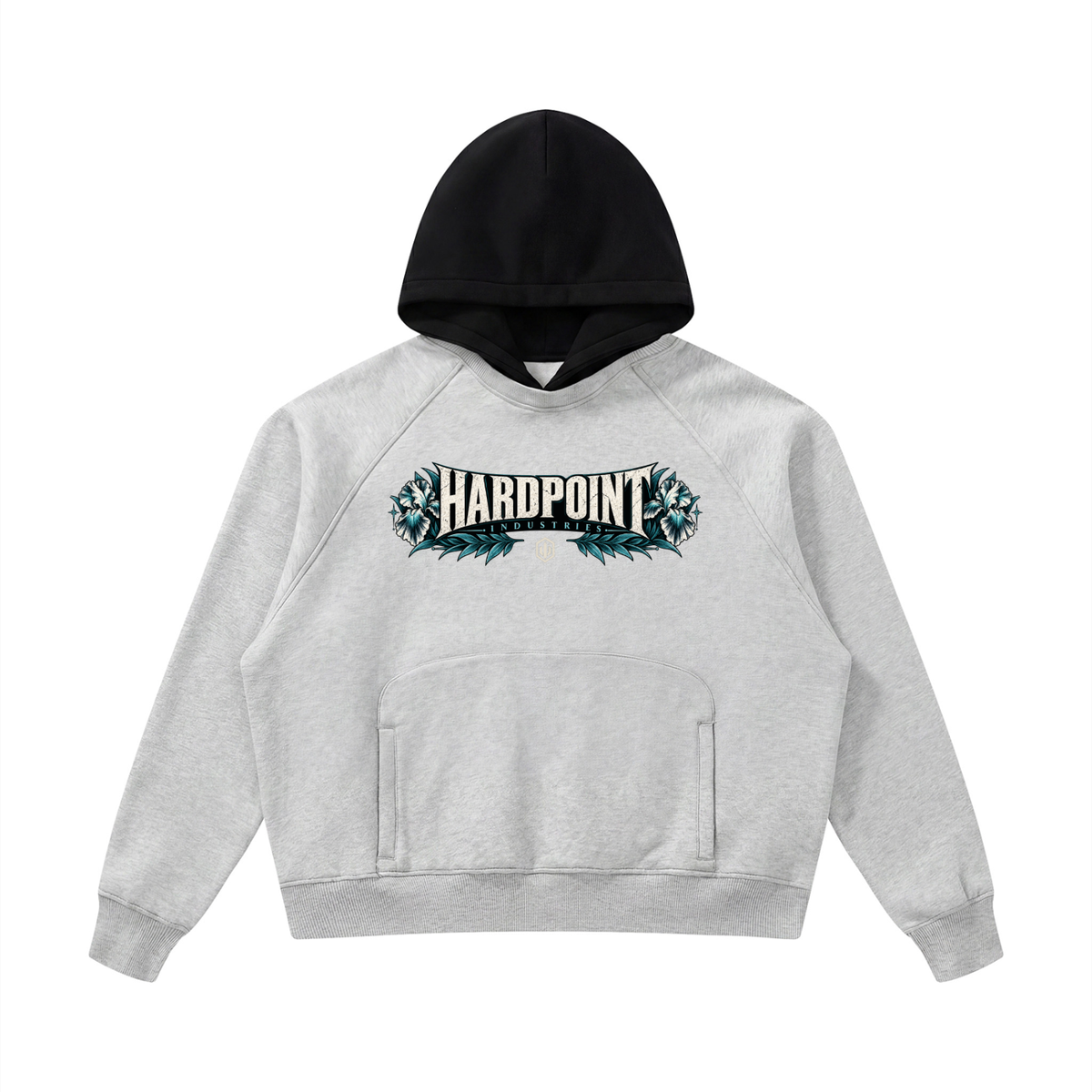 HARDPOINT NVG David Color Block Hoodie — front, Flower Gray with Black