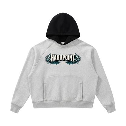 HARDPOINT NVG David Color Block Hoodie — front, Flower Gray with Black