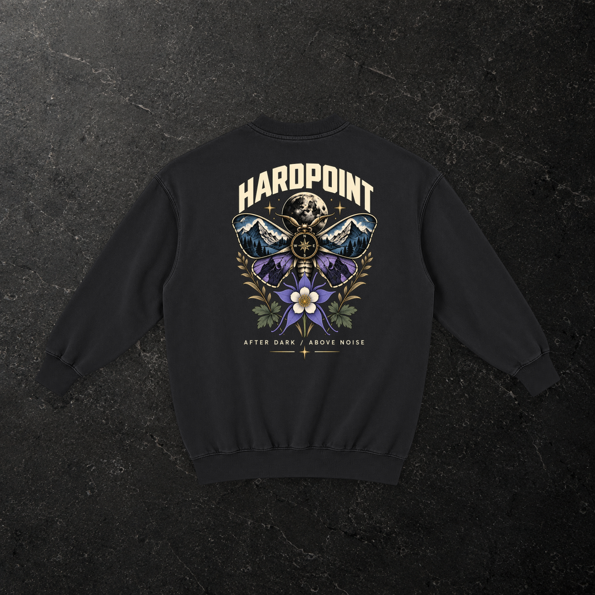 HARDPOINT After Dark Women’s Washed Pullover Dress — back, Black — styled product mockup