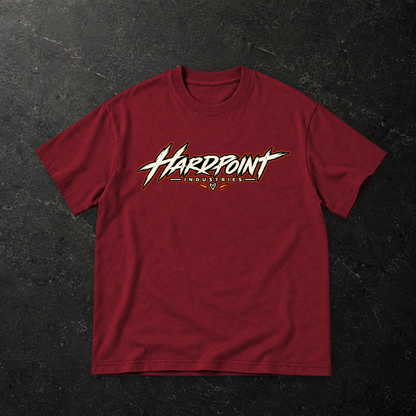 HARDPOINT Pumpkin Slut Skeleton Tee — front, Wine Red — styled product mockup