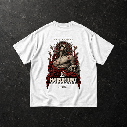 HARDPOINT The Regent Tee — back, White — styled product mockup