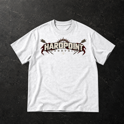 HARDPOINT The Regent Tee — front, White — styled product mockup