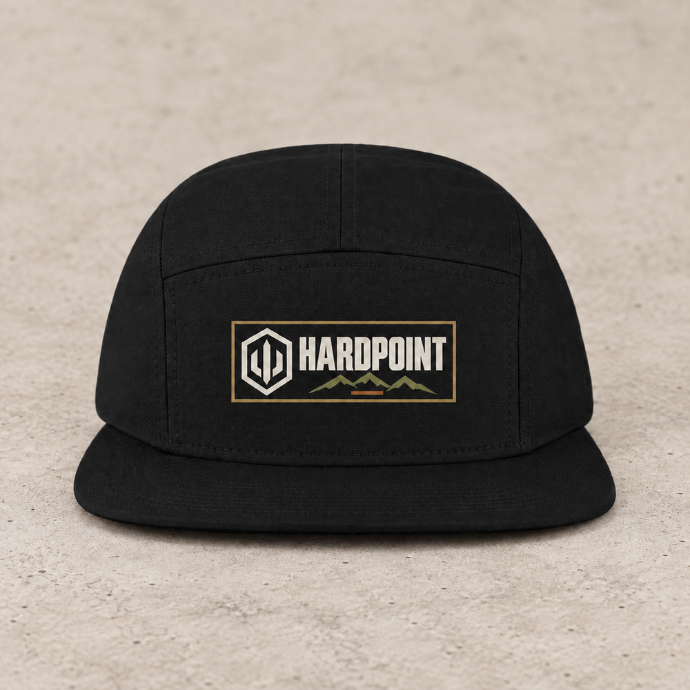 HARDPOINT Last Lift Camper Cap — styled product mockup, front view