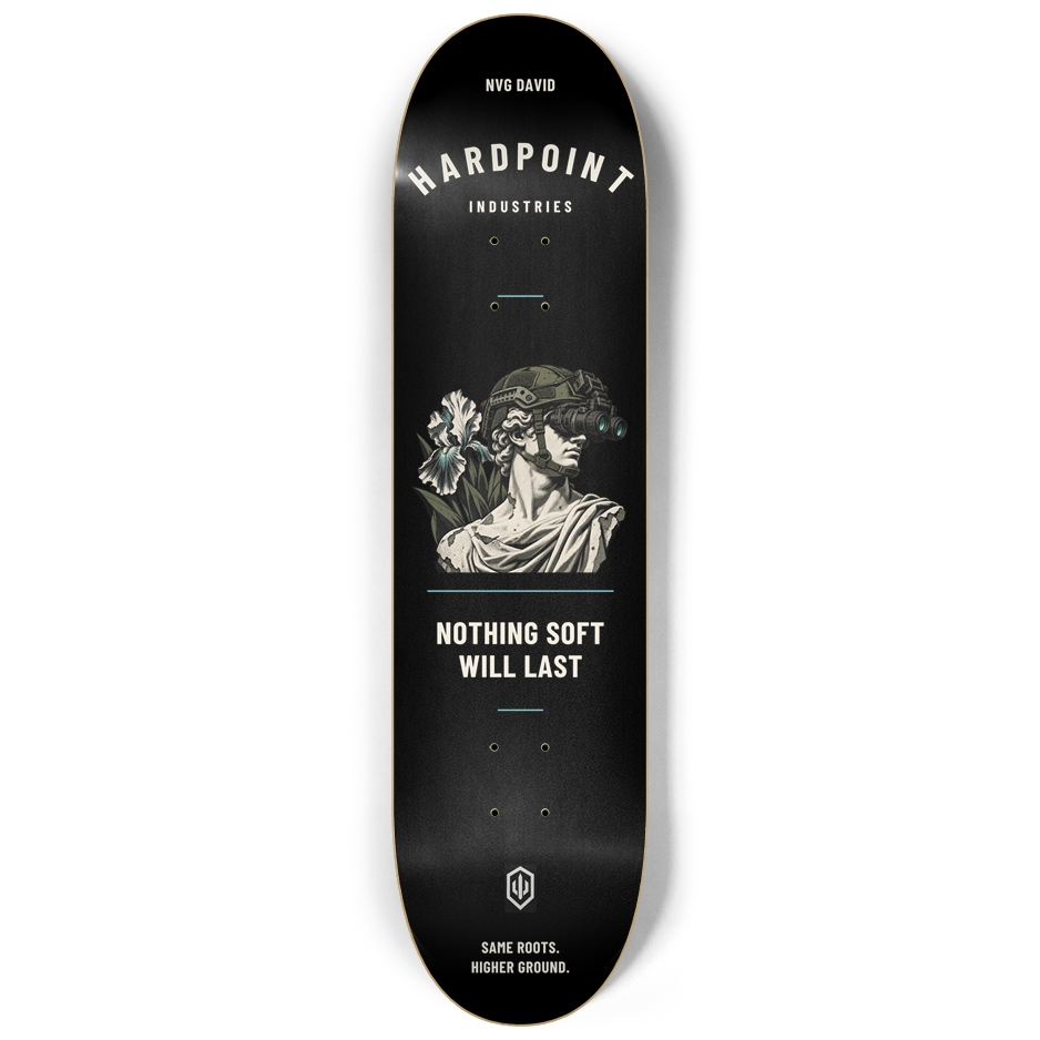 HARDPOINT NVG David 8.25-inch skateboard deck — original printed underside artwork